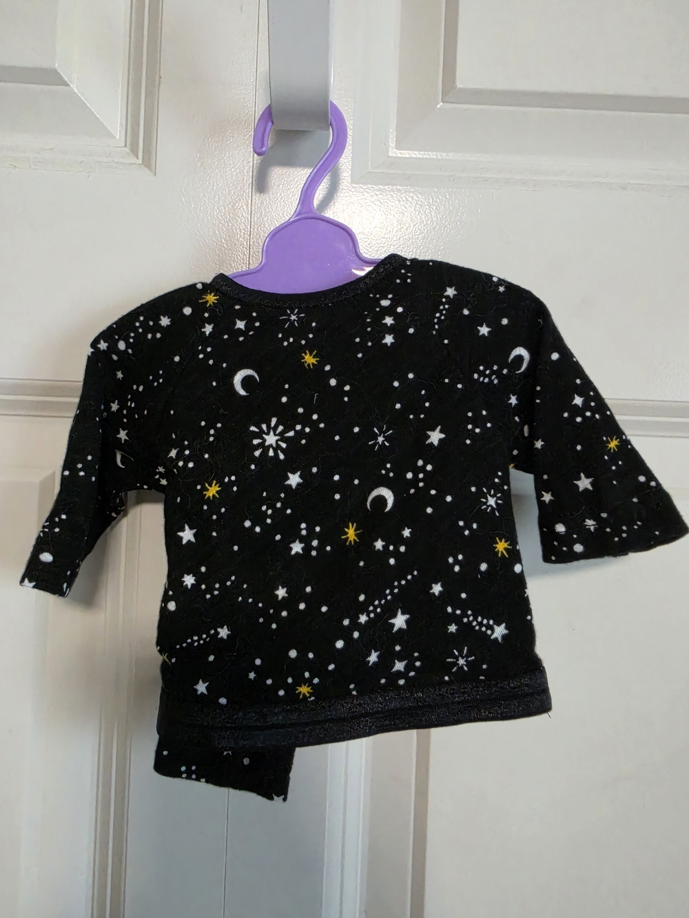 18in doll Black Star & Moon Pajama Top and pants pj set pajamas- Night Sky Print